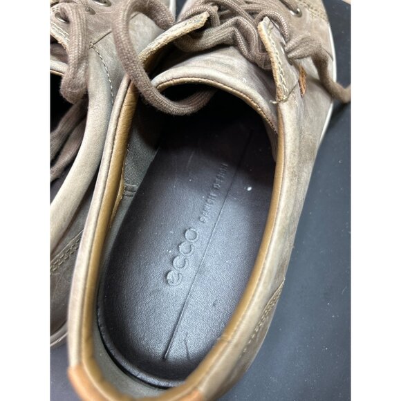 Ecco Mens Soft 7 LaceUp Sneakers Size 10 10.5 Distressed Stone Taupe Leather - Picture 6 of 9